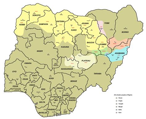 the map of nigeria showing 36 states